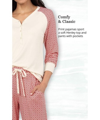 Pajamas for Women - PJ Sets for Women- Whisper Knit - Red Print - C718IOIRHIS $52.85 Sets