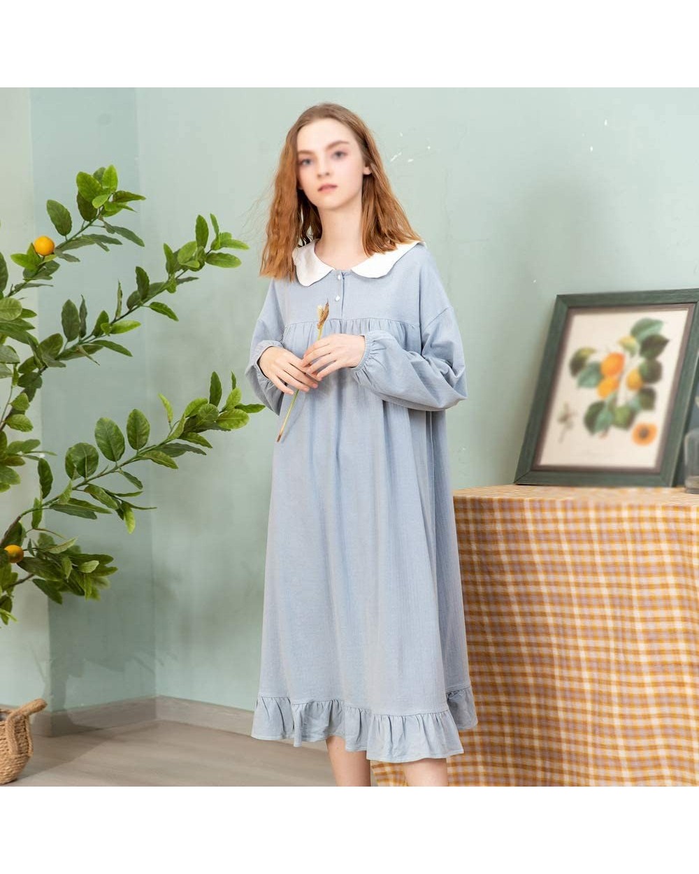 Women's Cute Nightgown- Summer Cotton Lightweight Long Pajamas- Lightweight Pajamas Casual Clothes- 100% Cotton Fabric Sweat-...