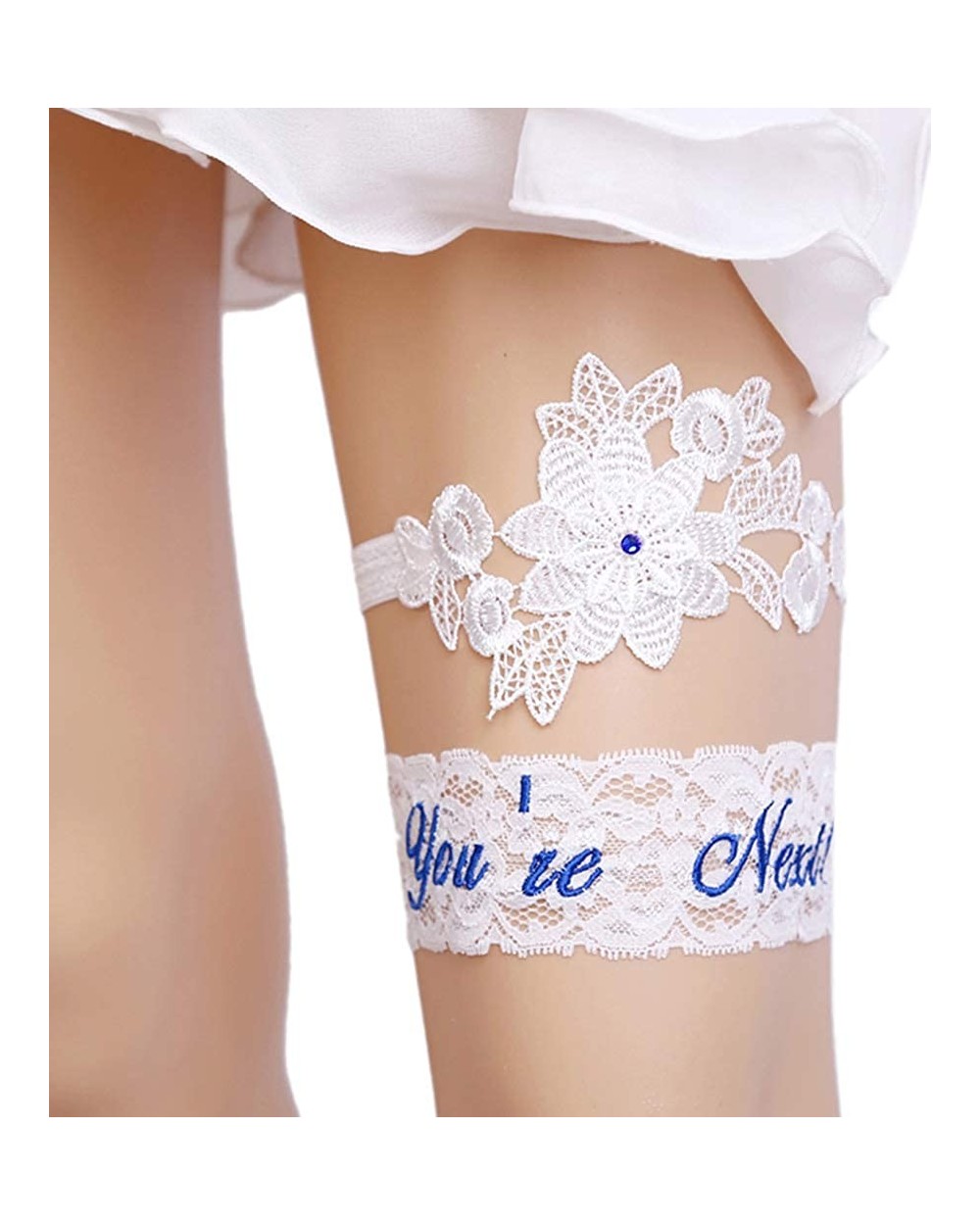 Womens Sexy Lace Wedding Garter Set for Bride Party Prom Garters 2 Pcs - 2-blue - CK1927YDLUS $24.12 Garters & Garter Belts