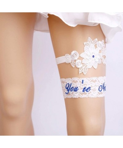 Womens Sexy Lace Wedding Garter Set for Bride Party Prom Garters 2 Pcs - 2-blue - CK1927YDLUS $24.12 Garters & Garter Belts