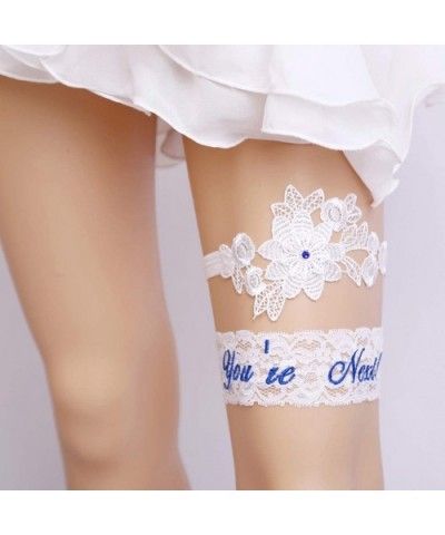 Womens Sexy Lace Wedding Garter Set for Bride Party Prom Garters 2 Pcs - 2-blue - CK1927YDLUS $24.12 Garters & Garter Belts