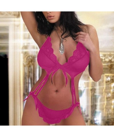 Womens Lingerie Sexy for Sex ILUCI Women's Sexy V-Neck Teddy Lingerie One Piece Babydoll Lace Chemises Sleepwear - Z 02 Purpl...