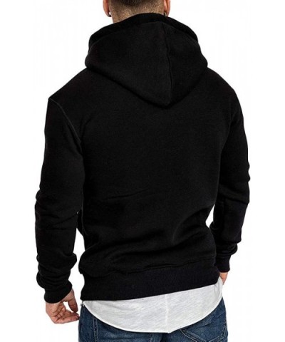 Men's Hoodie Solid Color Long Sleeve Hooded Sweatshirt Front Pocket Pullover - C-black - C21932NIZD4 $36.70 Thermal Underwear