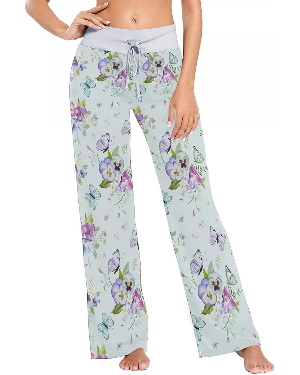 Morning Glory Butterfly Women's Pajama Pants Lounge Sleep Wear - Multi - CE19D3SL8CR $39.99 Bottoms