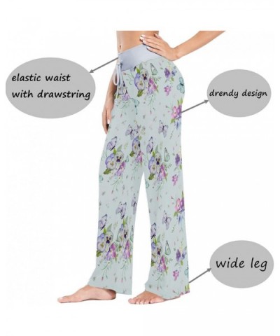 Morning Glory Butterfly Women's Pajama Pants Lounge Sleep Wear - Multi - CE19D3SL8CR $39.99 Bottoms