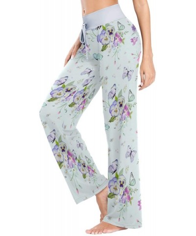 Morning Glory Butterfly Women's Pajama Pants Lounge Sleep Wear - Multi - CE19D3SL8CR $39.99 Bottoms