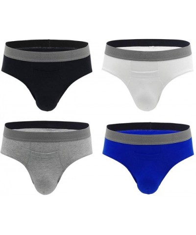 Mens Cotton Bikini Briefs Low Rise with Stretch Waistband Underwear yuyang - 4 Pack Mixed - CU18RIXKD99 $27.48 Briefs