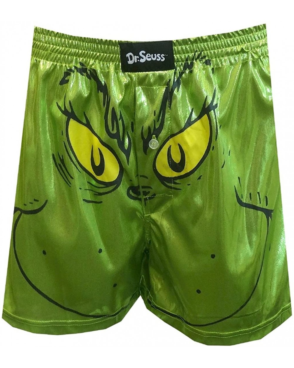 Men's Shiny Satin Grinch Holiday Boxer Short Novelty Sleepwear - Green - C2186RLIY48 $25.80 Boxers