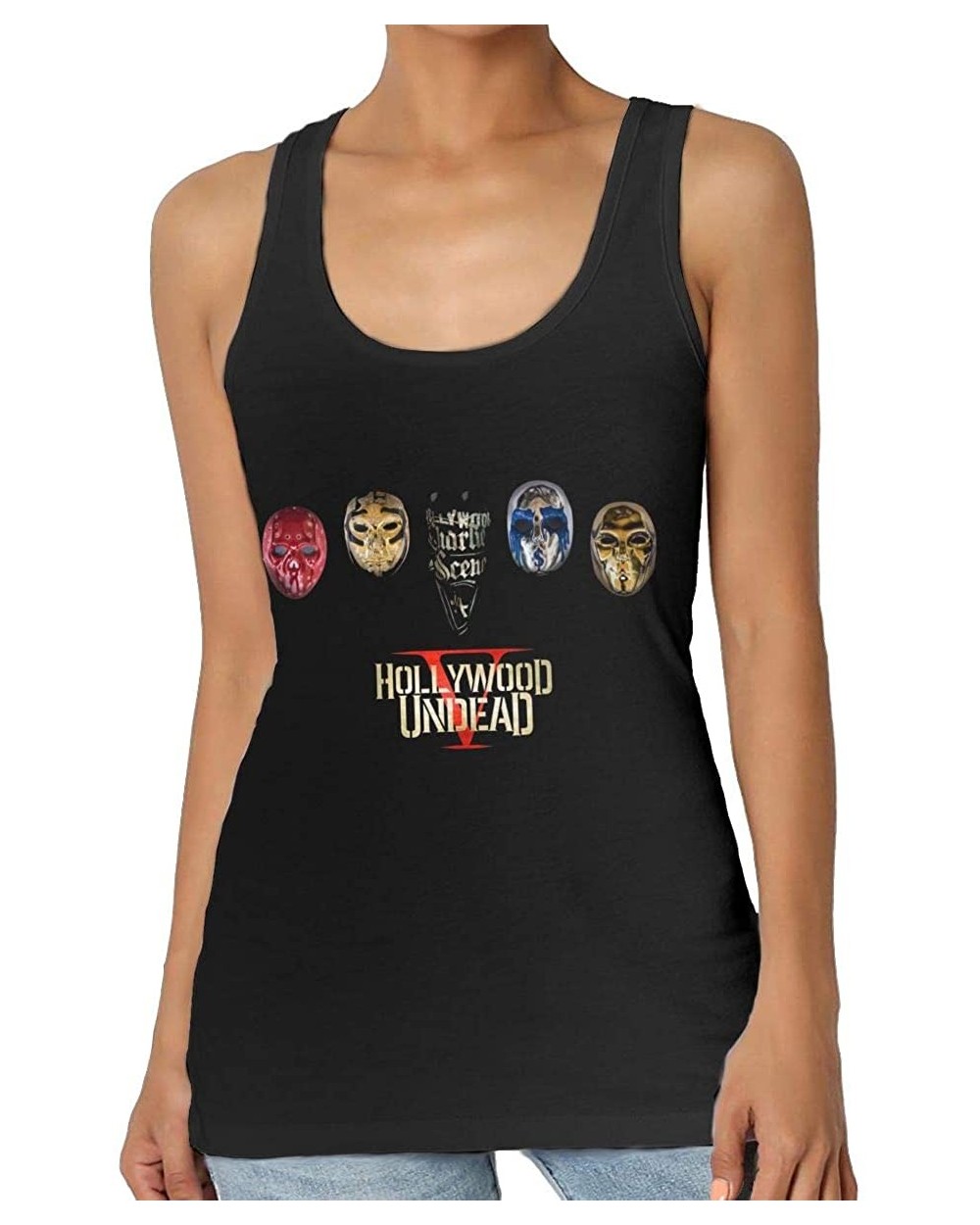 Hollywood Undead Womens Super Soft Camisole Stretch Casual Premium Tank Tops Black - CM197QL297O $32.52 Camisoles & Tanks