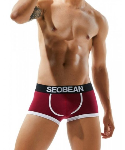 Mens Low Rise Solid 7 Colors Trunk Boxer Brief Underwear - 80202 Dark Red - C618KCMRUYA $28.82 Boxer Briefs