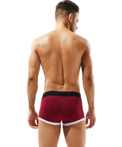 Mens Low Rise Solid 7 Colors Trunk Boxer Brief Underwear - 80202 Dark Red - C618KCMRUYA $28.82 Boxer Briefs