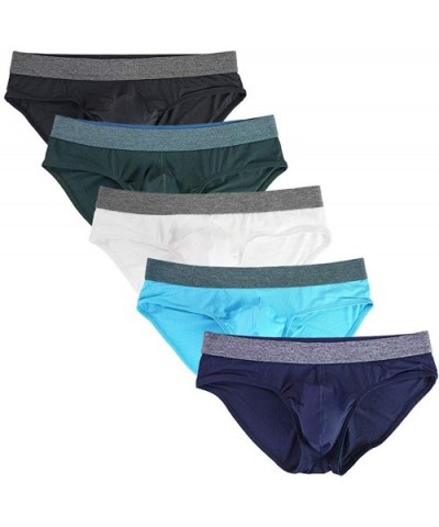 Men's Soft Briefs Stretchy Breathable Moisture-Wicking Underwear Multipack - 5-pack Darkblue- Skyblue- Black- Blackish Green ...