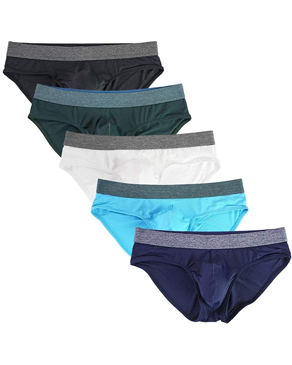 Men's Soft Briefs Stretchy Breathable Moisture-Wicking Underwear Multipack - 5-pack Darkblue- Skyblue- Black- Blackish Green ...