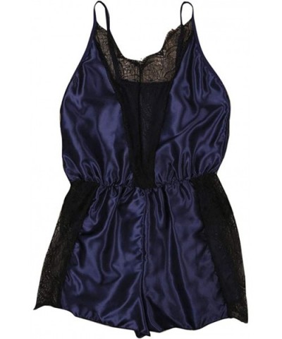 Women Lingerie Lace Babydoll V Neck Sleepwear Strap Chemise-Lace Kimono Robe Babydoll Lingerie Mesh Nightgown - Blue - CH196I...