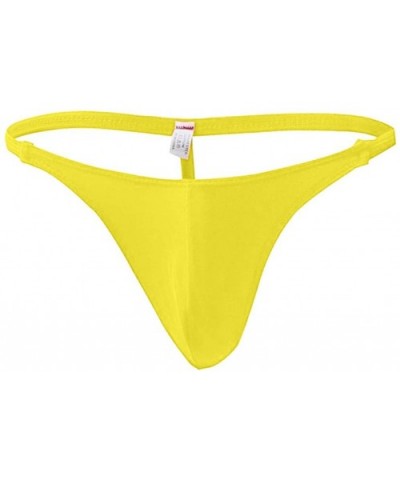 Sexy Mens Lingerie Briefs Jockstraps- One Piece Thong Bikini Front Hole Underwear G-String Underpants - Yellow - CQ1945TUSIG ...