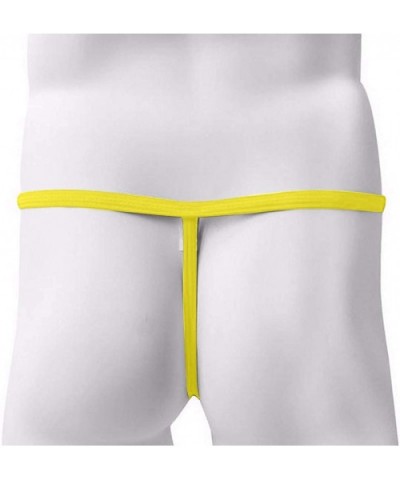 Sexy Mens Lingerie Briefs Jockstraps- One Piece Thong Bikini Front Hole Underwear G-String Underpants - Yellow - CQ1945TUSIG ...