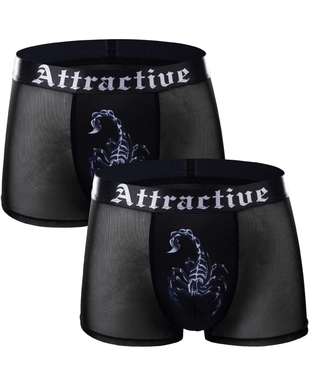 Men's 2 Pack Set Underwear Soft See-Through Skull Tiger Sexy Mesh Breathable Boxer Briefs - 01-black - CW18Y03H34N $18.89 Box...