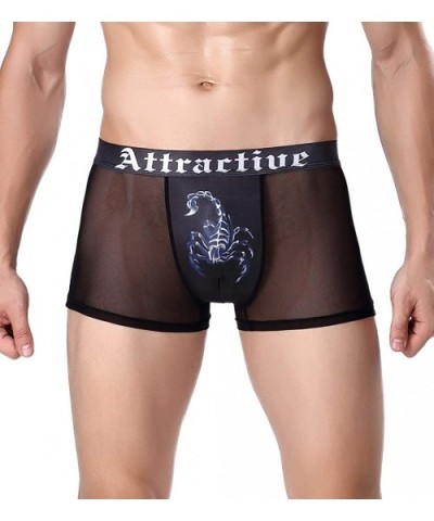 Men's 2 Pack Set Underwear Soft See-Through Skull Tiger Sexy Mesh Breathable Boxer Briefs - 01-black - CW18Y03H34N $18.89 Box...