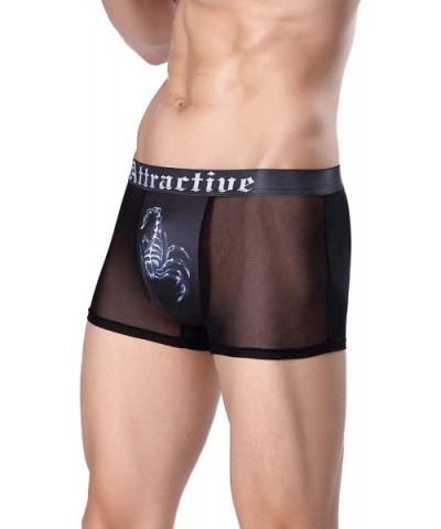 Men's 2 Pack Set Underwear Soft See-Through Skull Tiger Sexy Mesh Breathable Boxer Briefs - 01-black - CW18Y03H34N $18.89 Box...