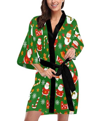 Custom Christmas Santa Claus Blue Women Kimono Robes Beach Cover Up for Parties Wedding (XS-2XL) - Multi 5 - CI194A4NH5G $78....