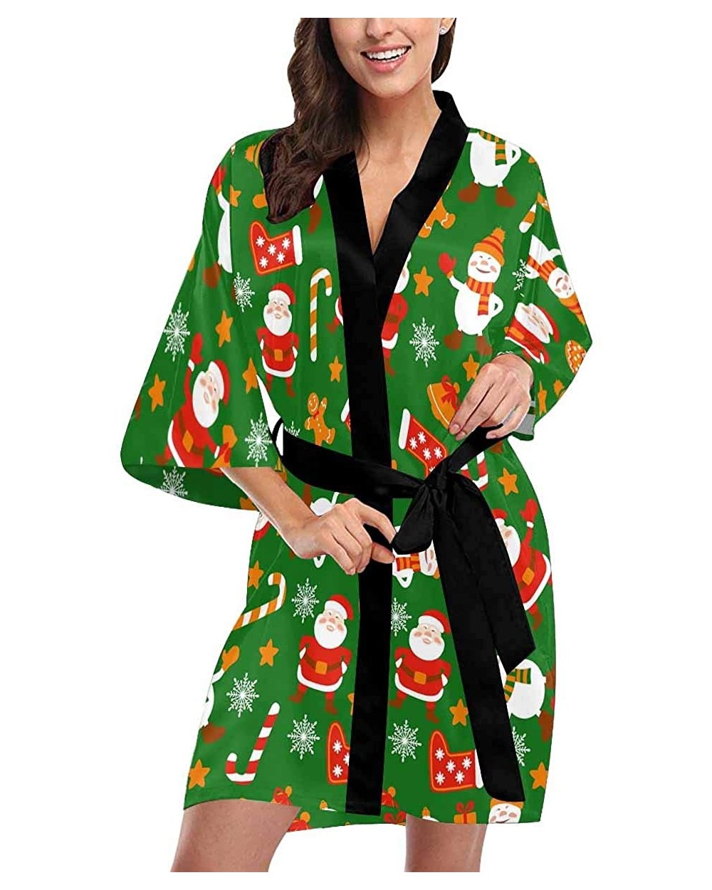 Custom Christmas Santa Claus Blue Women Kimono Robes Beach Cover Up for Parties Wedding (XS-2XL) - Multi 5 - CI194A4NH5G $78....