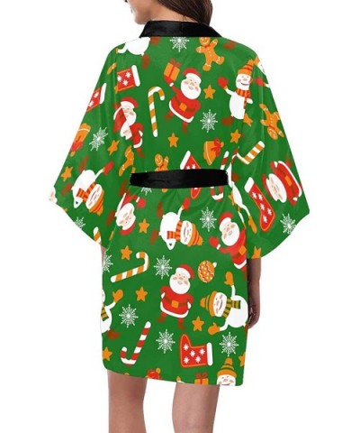 Custom Christmas Santa Claus Blue Women Kimono Robes Beach Cover Up for Parties Wedding (XS-2XL) - Multi 5 - CI194A4NH5G $78....