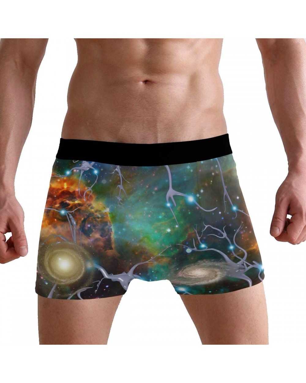 Mens Boxer Briefs Underwear Breathable Pouch Soft Underwear - Brain Cells and Deep Space - CB18ARK7NSZ $23.19 Boxer Briefs