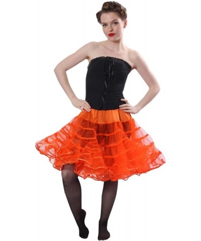 Meghan Knee Length Net Crinoline for Stiff Structured Support Under Vintage Clothing and Rockabilly Wear - Orange - CX116WV2R...