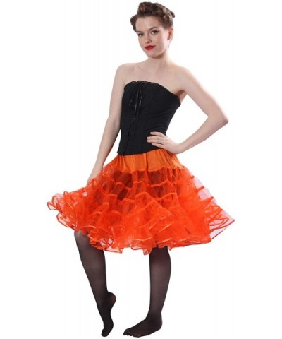 Meghan Knee Length Net Crinoline for Stiff Structured Support Under Vintage Clothing and Rockabilly Wear - Orange - CX116WV2R...