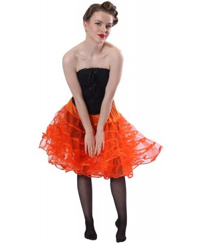 Meghan Knee Length Net Crinoline for Stiff Structured Support Under Vintage Clothing and Rockabilly Wear - Orange - CX116WV2R...