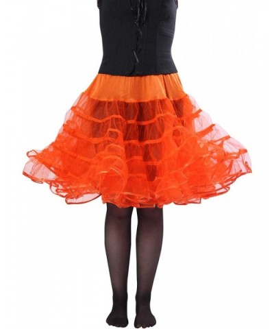 Meghan Knee Length Net Crinoline for Stiff Structured Support Under Vintage Clothing and Rockabilly Wear - Orange - CX116WV2R...