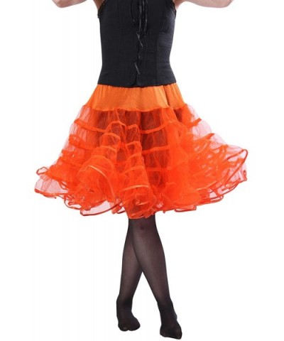 Meghan Knee Length Net Crinoline for Stiff Structured Support Under Vintage Clothing and Rockabilly Wear - Orange - CX116WV2R...