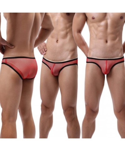 Men's Mesh Breathable Underwear Briefs High Cut Underpants Active Jockstrap Briefs Sports Underwear Pack - 4pcs Briefs 1 - C9...