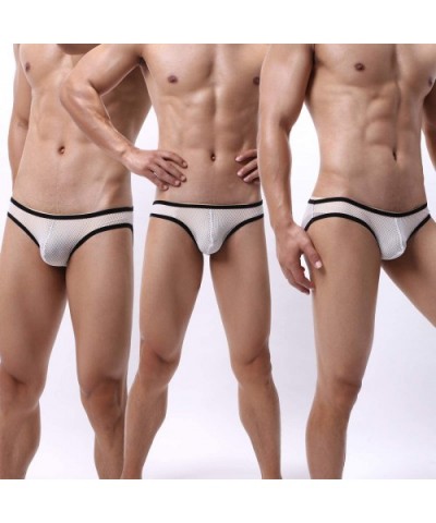 Men's Mesh Breathable Underwear Briefs High Cut Underpants Active Jockstrap Briefs Sports Underwear Pack - 4pcs Briefs 1 - C9...