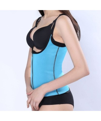 Women Waist Trainer Corset Seamless Bodysuit Shapewear Tummy Control Body Shaper Vest Full Body Shaper Underwear - Blue - C21...