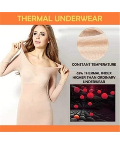 Thermal Underwear for Women- Long Johns Set Self Heating Base Layer Warm Top&Bottom Ultra Soft Lightweight Sleepwear - Beige ...