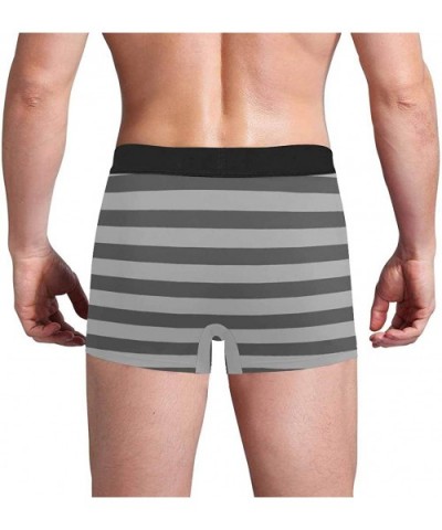 Personalized Men's Funny Face Boxer- Your Photo on Custom Underwear for Men Beautiful Young Woman Hugging All Gray Stripe - M...