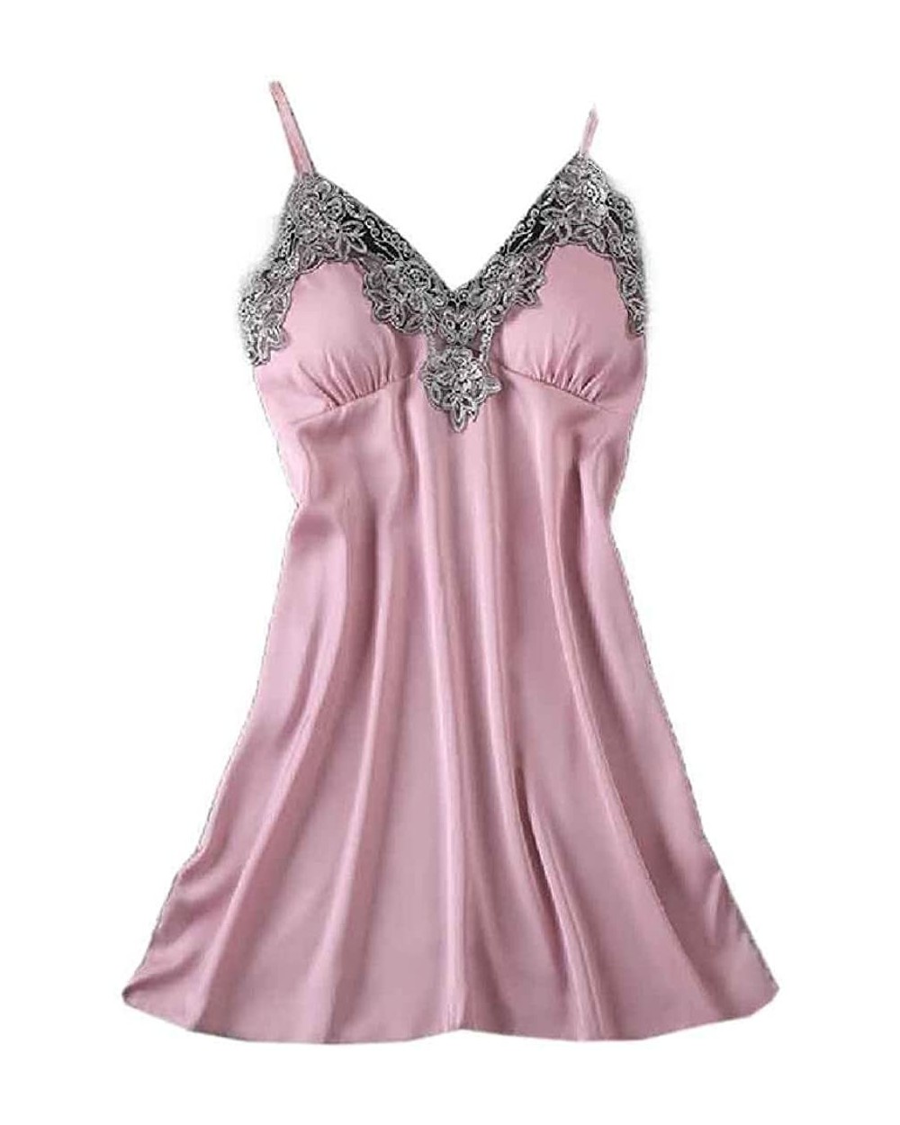 Women's Lace Trim Everyday Mini Dress Bandeaux Sleepwear for Sex Flirt - Pink - CM199U7LMTX $46.46 Nightgowns & Sleepshirts