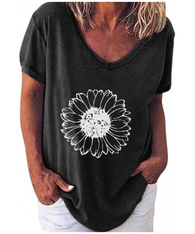 Summer Sunflower Graphic Tank Tops for Women Graphic Tank Tops Sleeveless Graphic Tee Shirts Letter Print Tank Top - A Black ...