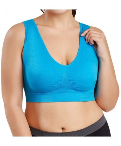 Women Pure Color Plus Size Ultra-Thin Large Bra Sports Bra Full Bra Cup Tops - Dark Blue - CA18S4ZQW6Q $22.68 Bustiers & Corsets