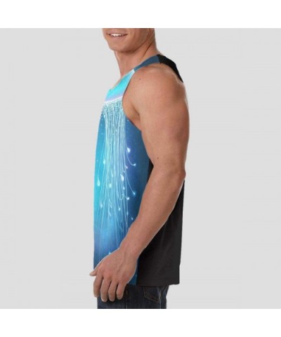 Men Muscle Tank Top Summer Beach Holiday Fashion Sleeveless Vest Shirts - Magic Glowing Jellyfish Underwater - CW19DE06GOW $3...