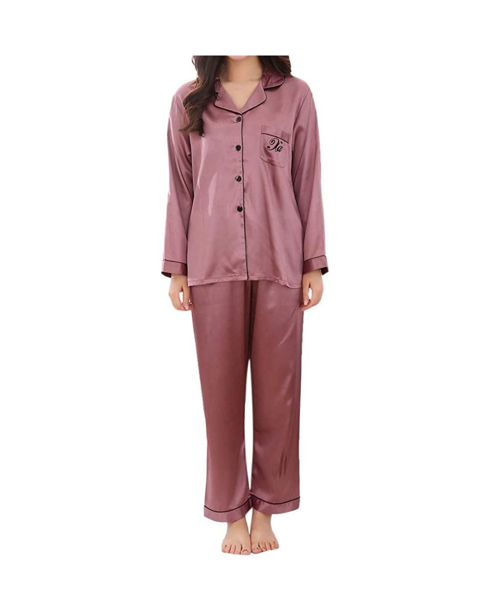 Women Pajama Set Womens Nightwear Sleepwear Loungewear Spring Homewear Pajama Set Sleep Sets Top and Bottoms Pink - C018N7RDQ...