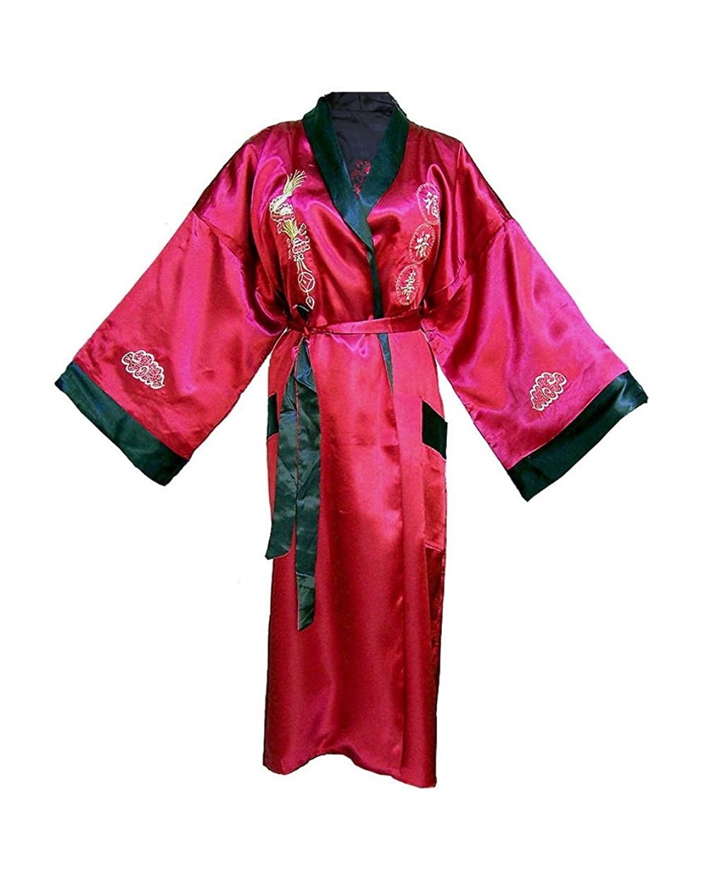 Adult Satin Dragon Robe Double Sided/ Reversible - Maroon - CJ11KEDMZ53 $46.76 Robes