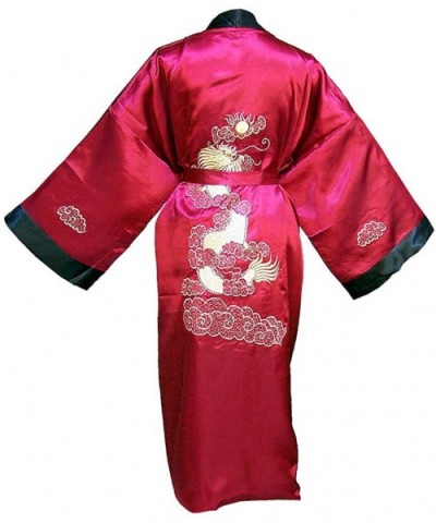 Adult Satin Dragon Robe Double Sided/ Reversible - Maroon - CJ11KEDMZ53 $46.76 Robes