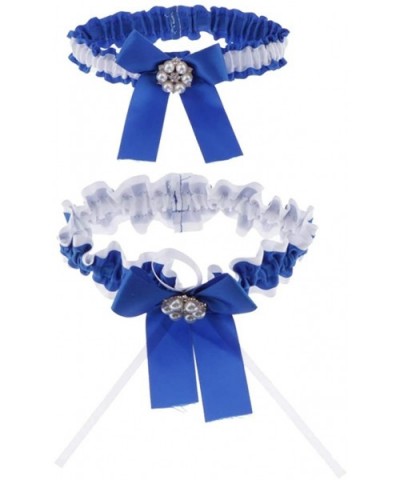 2X Elastic Leg Garter Belt Party Bowknot Thigh - Blue - CL19CSGMHUT $21.10 Garters & Garter Belts