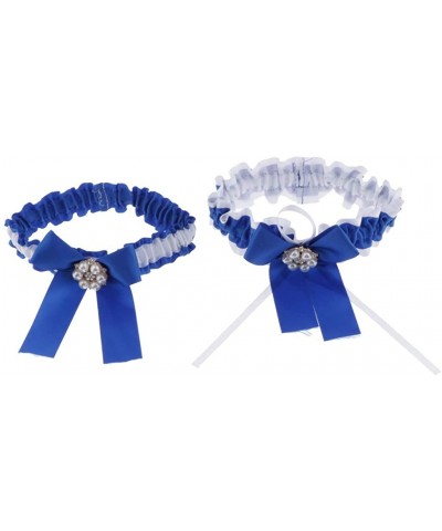 2X Elastic Leg Garter Belt Party Bowknot Thigh - Blue - CL19CSGMHUT $21.10 Garters & Garter Belts