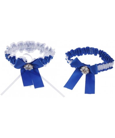 2X Elastic Leg Garter Belt Party Bowknot Thigh - Blue - CL19CSGMHUT $21.10 Garters & Garter Belts