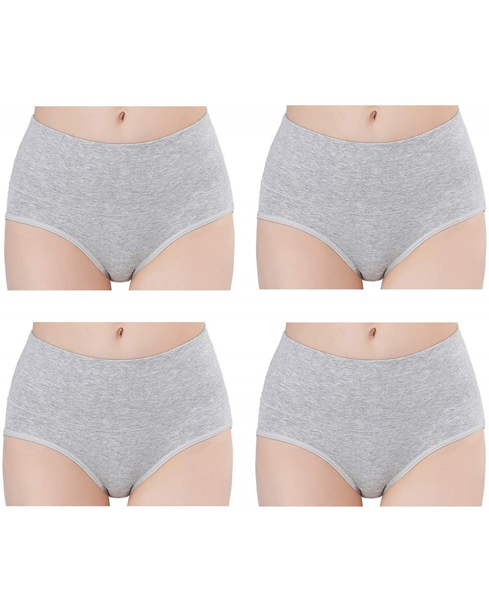 Womens Underwear Cotton High Waist Breathable Soft Briefs Hipster Panties for Ladies 4/6 Pack - Grey-4 Pack - C1193LZ46KZ $25...