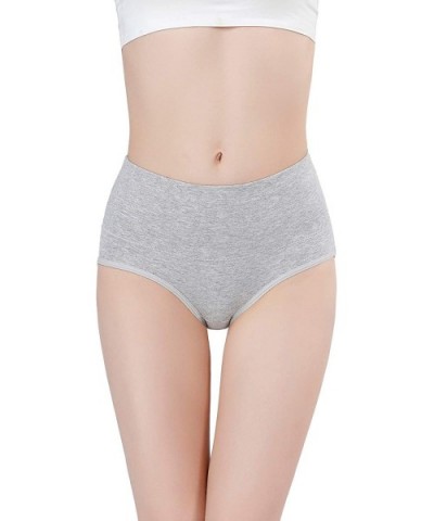 Womens Underwear Cotton High Waist Breathable Soft Briefs Hipster Panties for Ladies 4/6 Pack - Grey-4 Pack - C1193LZ46KZ $25...