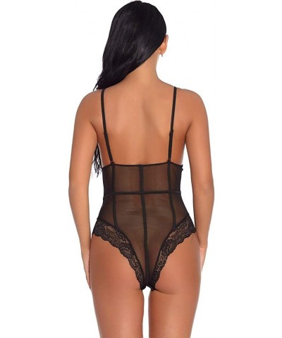 Lingerie for Women Teddy One Piece Lace Babydoll Bodysuit Jumpsuits Alalaso - Black - CH18SXGROY8 $17.41 Baby Dolls & Chemises